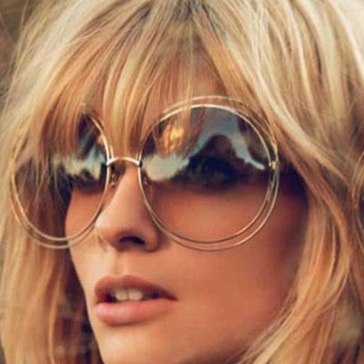 China Fashion Sunglasses 2022 Women Big Size Vintage Ladies Fashion Retro Oversized Round Glass Sunglasses Brand Designer Metal Frame Lady Sun Glasses for sale