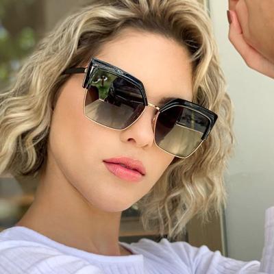 China New Gradient 100% Protection Gradient 400 Big Color Glass Sun Glasses Men Women Fashionable UV400 Full Face Frame Cat Eye Shades UV400 Oversized Sunglasses for sale