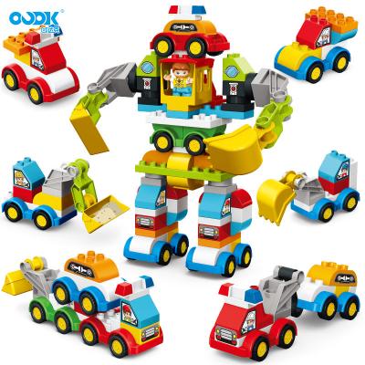 China OUDK Eco-Friendly Material Toys Plastic Construction Building Bricks Toy Sets For Educational Toys 2022 Jigsaw Puzzle Cars Deformed Robot DIY Bricks Learning for sale