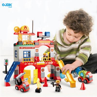 China OUDK Eco-Friendly Material Toys Intelligence Toy Fire Department Educational Building Blocks Set Games Children Fire Education for sale