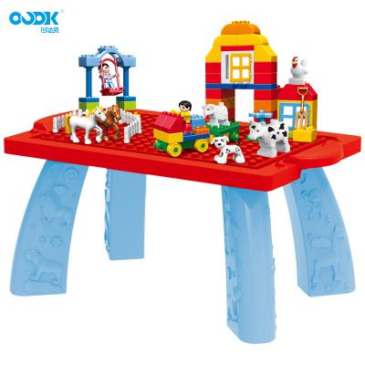 China OOUDK Eco-Friendly Material Toys Large Building Block Happy Farm Children Study Table Block Zoo Assembling Bricks Learning Table For Kids for sale