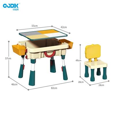 China OUDK Eco-friendly Material Toys Creative Diy Travel Version Multifunctional Children Blocks Toy Table Learn Desk For Kids Educational Toys for sale