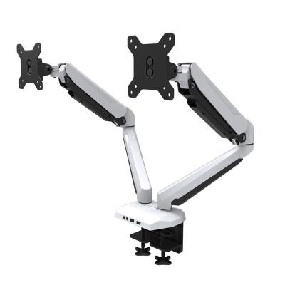 China White-GM224U Double Arm Monitor Stand Fits Two 15