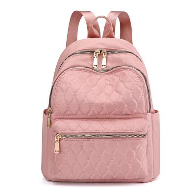 China Casual Large Capacity Large Capacity Embroidered Square Lattice Women Mum Shopping Sports Traveling Waterproof Nylon Girl Backpack Designer for sale