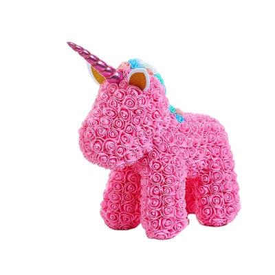 China Custom New Year/Valentine/Birthday Mother's Day Christmas Valentine's Day Gifts/Birthday Artificial Flower Rose Bears Unicorn With Box for sale