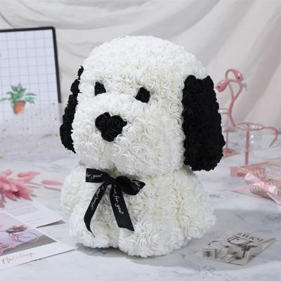 China New Year/Valentine/Wholesale Promotional Custom Made Rose Dog Bears Sitting Puppy Dogs Birthday Mother Gifts/Birthday Artificial Flower With Box for sale