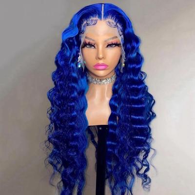 China Time-limited Water Wave Rush To Buy Sapphire Blue Loose Dark Lace Wigs for sale