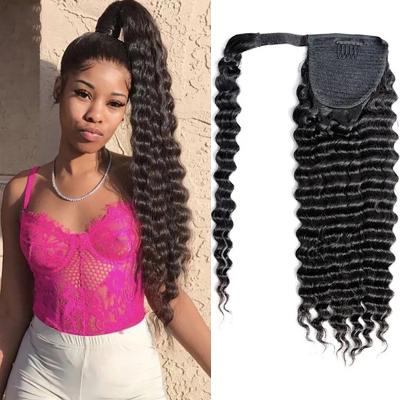 China New Deep Curly Wave Ponytail Hair Wrap Around Ponytail for sale