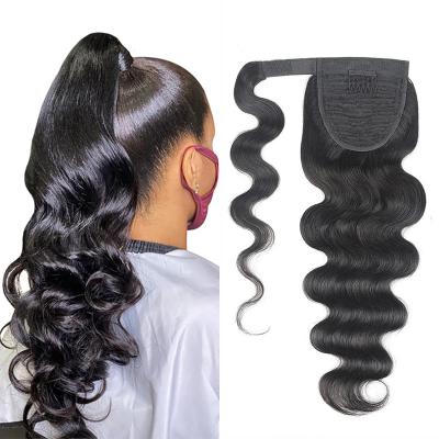 China Water Wave Body Wave Ponytail Hair Wrap Around Brazilian Ponytail Clip In Hair 100% Remy Human Hair In Hair Extension 8-30 Inches for sale