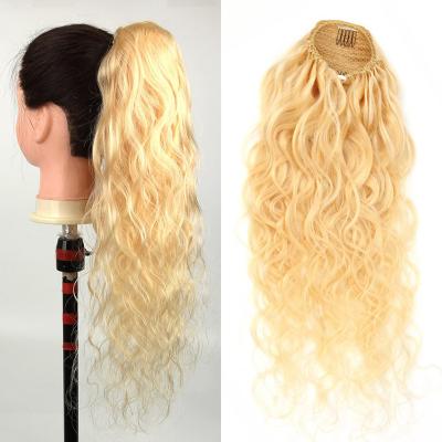 China Water Wave Hair 613 Ponytail Hair Wrap Ponytail Pull Rope Ponytail Brazilian 9A Body Wave Gold Hair 613 Hair Color for sale