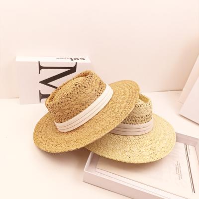 China New Handmade Flat Surface Straw Beach Hat Vintage Fedora Jazz Hats From Image Sunscreen Panama for sale