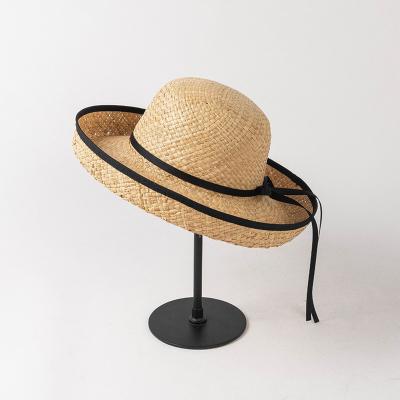 China Wide Braid Fedora Straw Hat Custom Soft Edge New Image Trend Handmade Straw Hat 2022 for sale