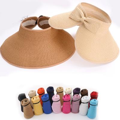 China New Picture Women Summer Sun Visor Covers Vellum Working Straw Visor Hats Brim Sports UV Wide Foldable Sun Visor for sale