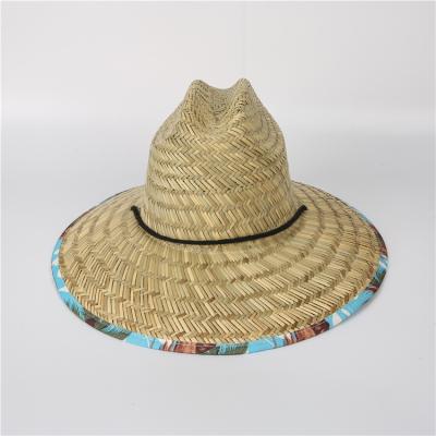 China Picture Summer Straw Hat Unisex Straw Lifeguard Natural Outdoor Safari Straw Hat for sale