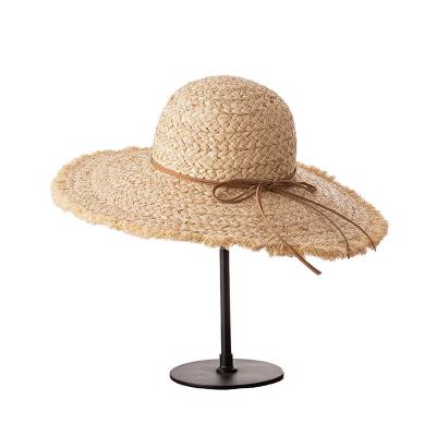 China Wholesale Picture Beach Seaside Vacation Summer Women Parasol Covers Wide Brim Natural Raffia Straw Hat for sale