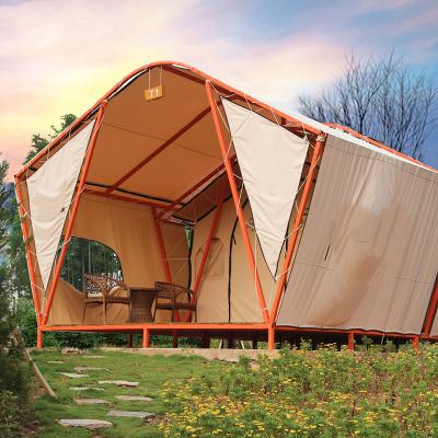 China Camouflage/Field Game Firstents Custom Homes Living Outdoor Waterproof Tourist Hotel Wooden Canvas Luxury Hotel Safari Glamping Tent With Bathroom for sale