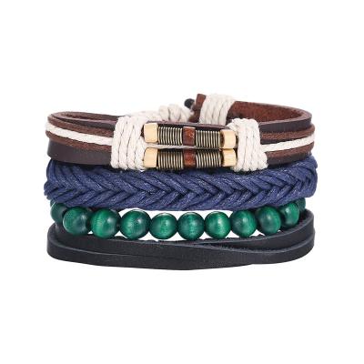 China Eco-friendly Most Popular On Amazon 4pcs/set Multilayer Leather Bracelets Custom for sale