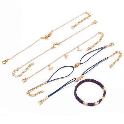 China AssuranceLove Star Pentagon Moon Bracelet 6pcs/set Eco-Friendly Trade Bracelet Femme Jewelry for sale