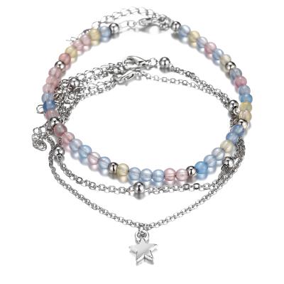 China Assurance Wholesale Price Vintage Bohemia Star Beads Luxury Commercial Multilayer Anklet Chain for sale