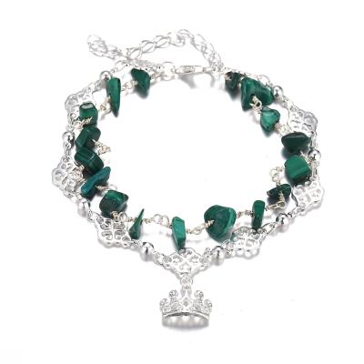 China Assurance Wholesale Price Vintage Turquoise Crown Luxury Commercial Multilayer Anklet Chain for sale