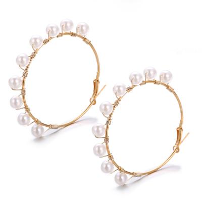 China High Quality Competitive Price 30 Styles Earring Pearl Styles Vintage Pearl Circle Earrings High Quality for sale