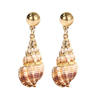 China INS Trade Assurance Vintage INS Best Sell Irregular Conch Shell Earrings for sale