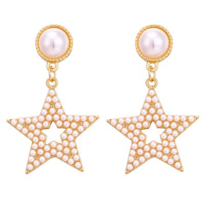 China CIA Trade Assurance Vintage Newcomer Star Shaped White Pearl Earring for sale