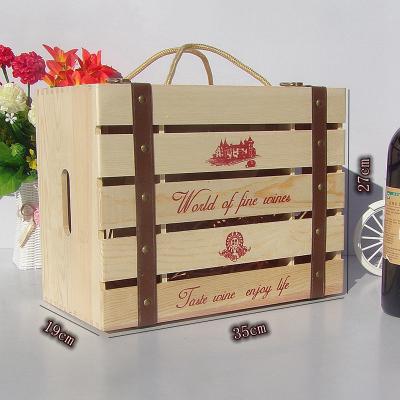 China Logo And Design 6 Recyclable Wholesale Customized Wooden Bottle Wine Box Wooden Cheaper Price for sale