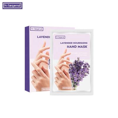 China Hydrating Private Label Logo Low MOQ Customized Glove Shape Korean Style Lavender Collagen Hand Sheet Hydration Mask for sale