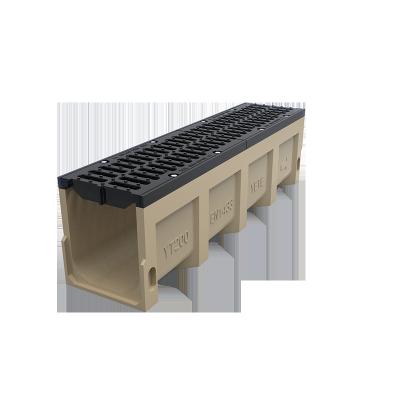 China Public Square / Side Walk / Sidewalk Public Transport / Low Price U Type Parking Lot Precast Linear Polymer Concrete Drainage Channel With DI Grate Class F900 for sale