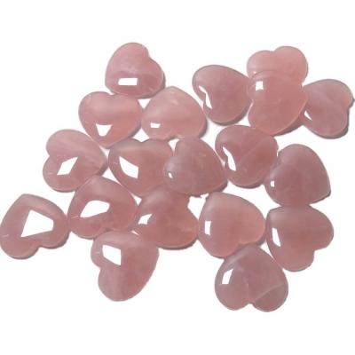 China Europe Thin Heart Rose Quartz Hearts Home Decoration 43mm Strong Pink Dark Affectionate Healing Crystal Stone for sale