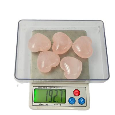 China Wholesale Natural Ice Pink Crystal Europe Rose Quartz Home Decoration Gemstone 40mm Healing Puffy Heart Shaped Spirit Rose Quartz Crystals for sale