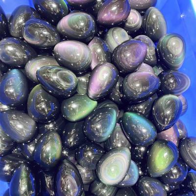 China Feng Shui Wholesale Natural Stone Opens AAA Grade Mexico Rainbow Obsidian Eggs Shape 5-7cm For Decoration Home Ornaments for sale