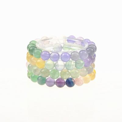 China Wholesale CLASSIC Natural Crystal Fluorite Beads Bracelet 6-12mm Round Fluorite Rainbow Fluorite Beads Men Women Men's Bracelet for sale