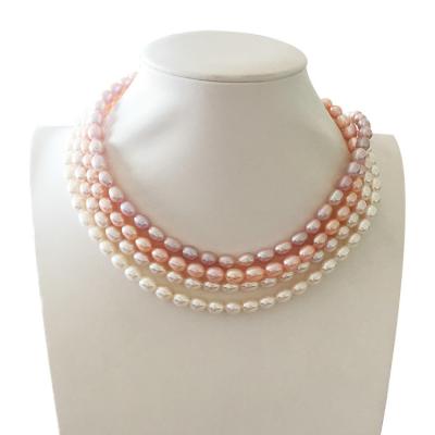 China Wholesale Natural CLASSIC 6-7mm Rice Pearl Necklace For Luxury Jewelry for sale