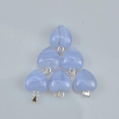 China CLASSIC Natural Blue Agate Small Heart Pendant Lace Necklace Charm Jewelry For Pendant Necklace Customized for sale