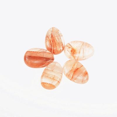 China Religious Natural 30mm Red Quartz Hematoid Drilled Tumbled Jewelry Stone Pendant Pear Shape Red Crystal Necklace Jewelry Making Customized for sale