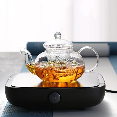 China 400ml 600ml 800ml 1000ml Flower Stored Heat Resistant Glass Teapot with Glass Filter for sale