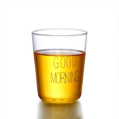 China Stored Cup 400ml Custom Logo Breakfast Juice Clear Single Layer Glass Mug for sale