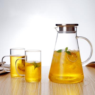 China WITH LID Cold Water Kettle 1500ml 2000ml Clear Borosilicate Glass Cold Water Wholesale Glass Jar for sale