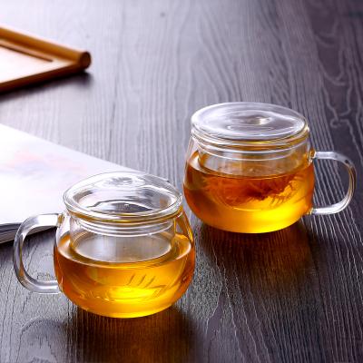 China Stocked 200ml 230ml Custom Logo Heat Resistant Round Glass Cup Three Piece Fun Mug for sale