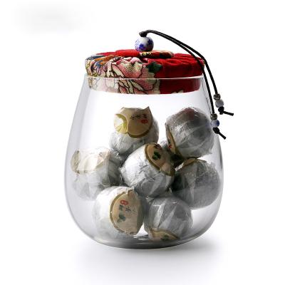 China Freshness Preservation 600ml 1000ml Sealed High Borosilicate Glass Spice Storage Jar With Cloth Lid for sale