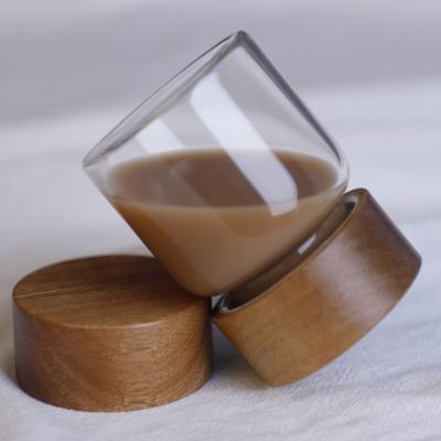 China Waterproof Handmade Storage Wooden Jar Freshness Preservation Acacia Lid Borosilicate Glass Storage Jar for sale