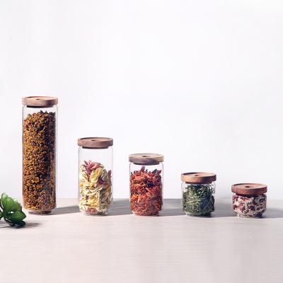 China Wide Heat Resistant Glass Food Storage Kitchen Jar Borosilicate Freshness Preservation Mouth Glass Jar for sale