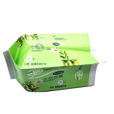 China Barrier OEM Printing Custom Foil Sanitary Napkin Clean Wipes Packaging Bags Side Gusset Pocket for sale