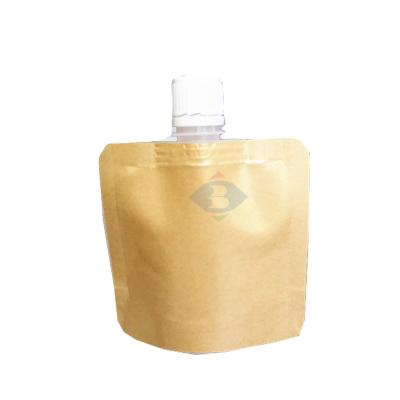 China Brown Paper Bags Tea Liquid Food Packaging Barrier Free Sample Beverage Stand Up Spout Paper Bag for sale