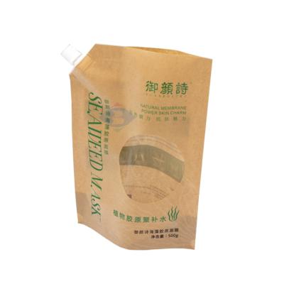 China Custom Printed Moisture Proof 100g Stand Pouch Liquid Packaging Bags Kraft Paper Spout Pouch for sale