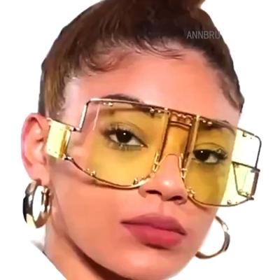 China 2021 fashion high quality fenty one-piece oversized nail shading lens sunglasses women women mirror irregular square tint for sale