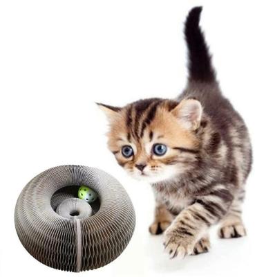 China Viable Hot Sale Organ Honeycomb Mesh No Magic Deformation 3 In 1 Non-flaking Wear-resistant Cat Scratcher With Small Bell for sale