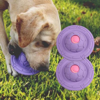 China Natural Rubber Non-Toxic Non-Toxic Flying Saucer Tooth Leak Food Snack Dog Dog Chew Durable Outdoor Training Cleaning Toy for sale